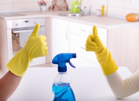 Technician applying cleaning treatment to a carpeted area