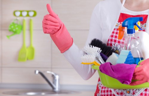 Professional carpet cleaner working in a Waterloo interior