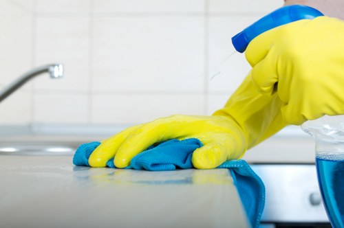 Cleaning team maintaining an office reception area in Waterloo
